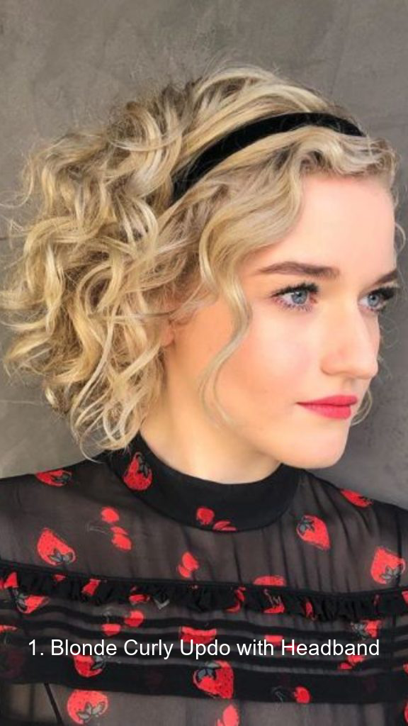 1. Blonde Curly Updo with Headband
