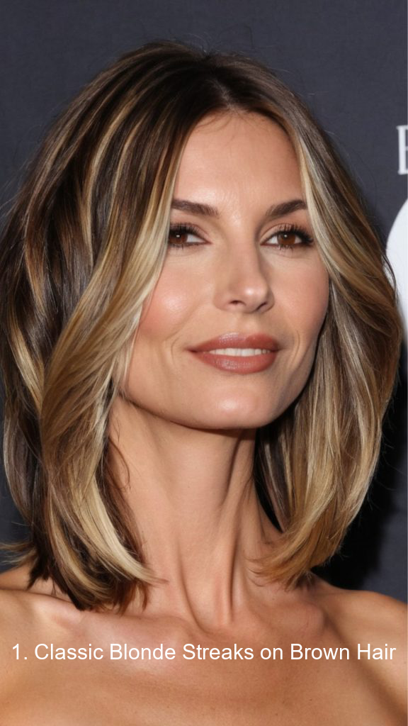 1. Classic Blonde Streaks on Brown Hair