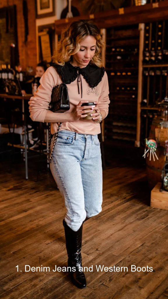 1. Denim Jeans and Western Boots