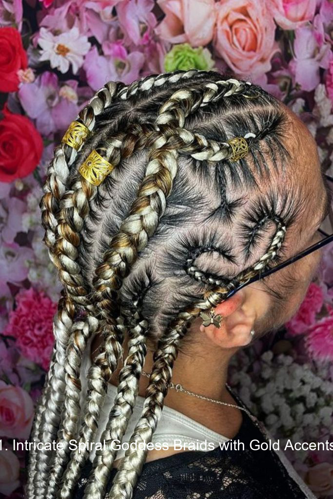 1. Intricate Spiral Goddess Braids with Gold Accents