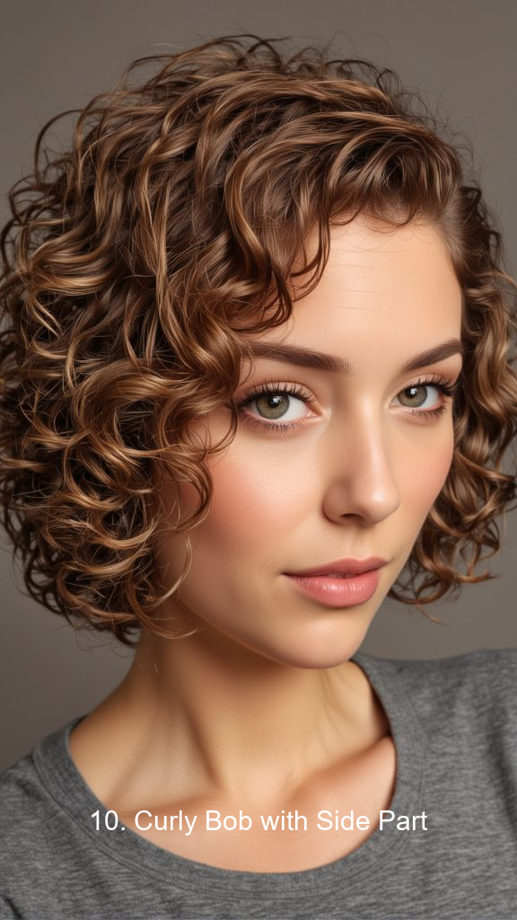 10. Curly Bob with Side Part