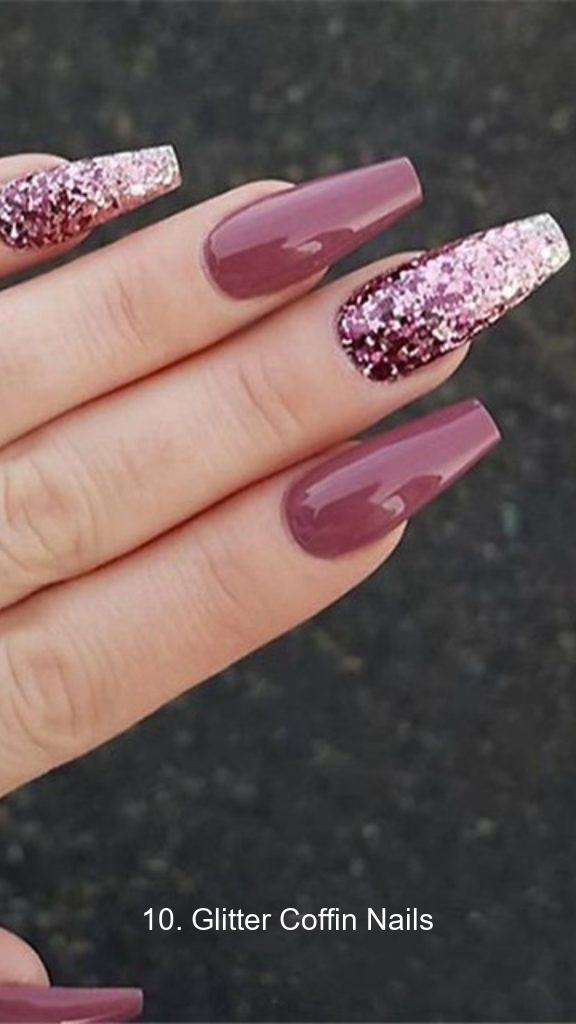 10. Glitter Coffin Nails