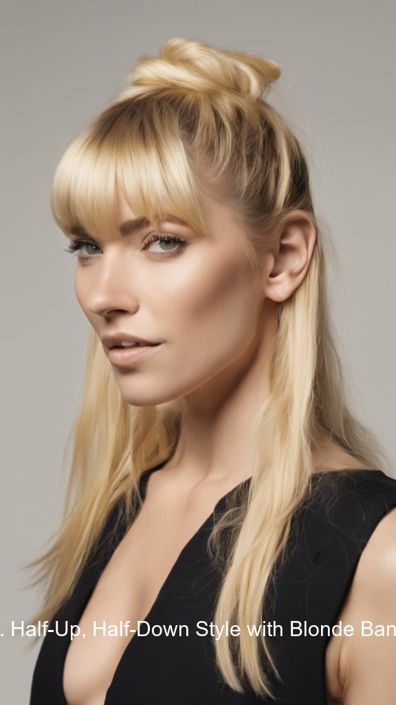 10. Half-Up, Half-Down Style with Blonde Bangs