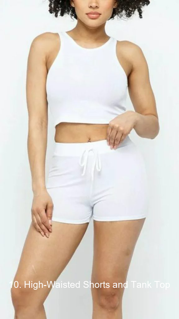 10. High-Waisted Shorts and Tank Top