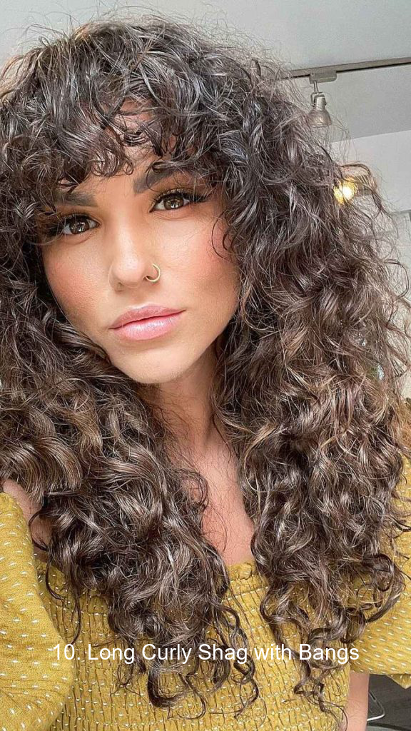 10. Long Curly Shag with Bangs