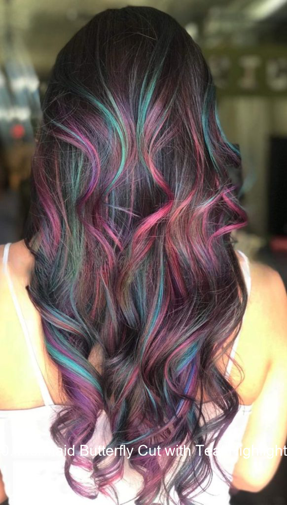 10. Mermaid Butterfly Cut with Teal Highlights