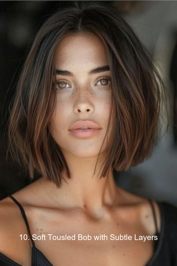 10. Soft Tousled Bob with Subtle Layers