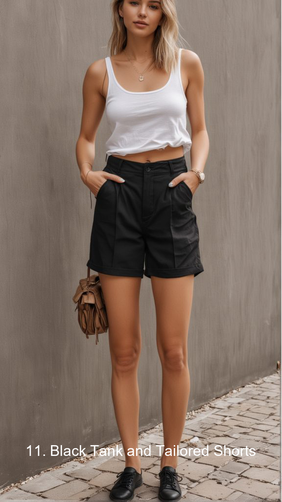 11. Black Tank and Tailored Shorts