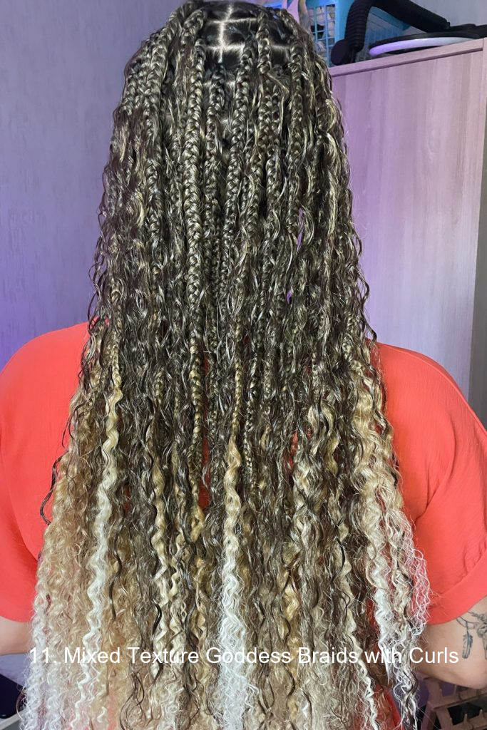 11. Mixed Texture Goddess Braids with Curls