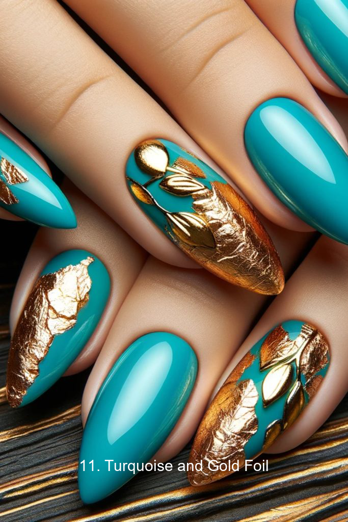 11. Turquoise and Gold Foil