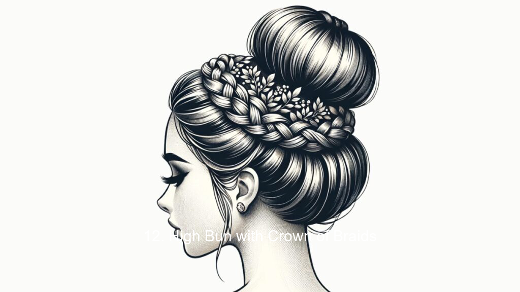 12. High Bun with Crown of Braids