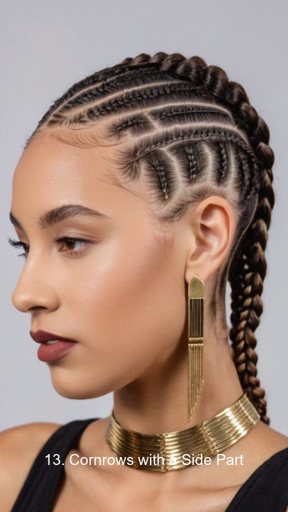 13. Cornrows with a Side Part