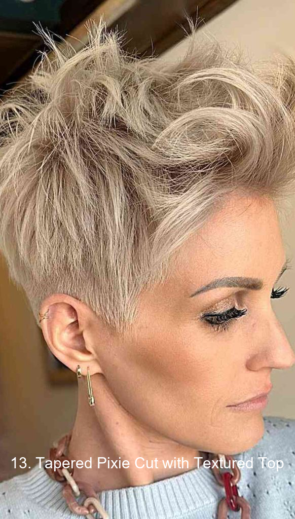 13. Tapered Pixie Cut with Textured Top