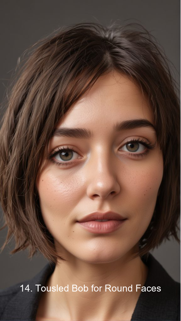 14. Tousled Bob for Round Faces