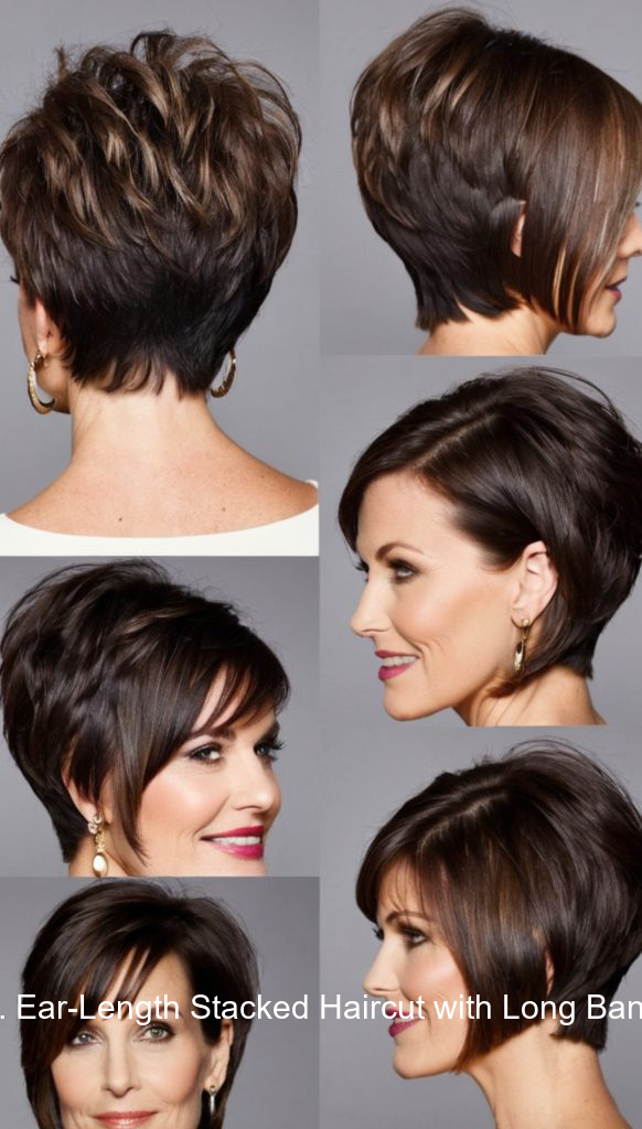 15. Ear-Length Stacked Haircut with Long Bangs