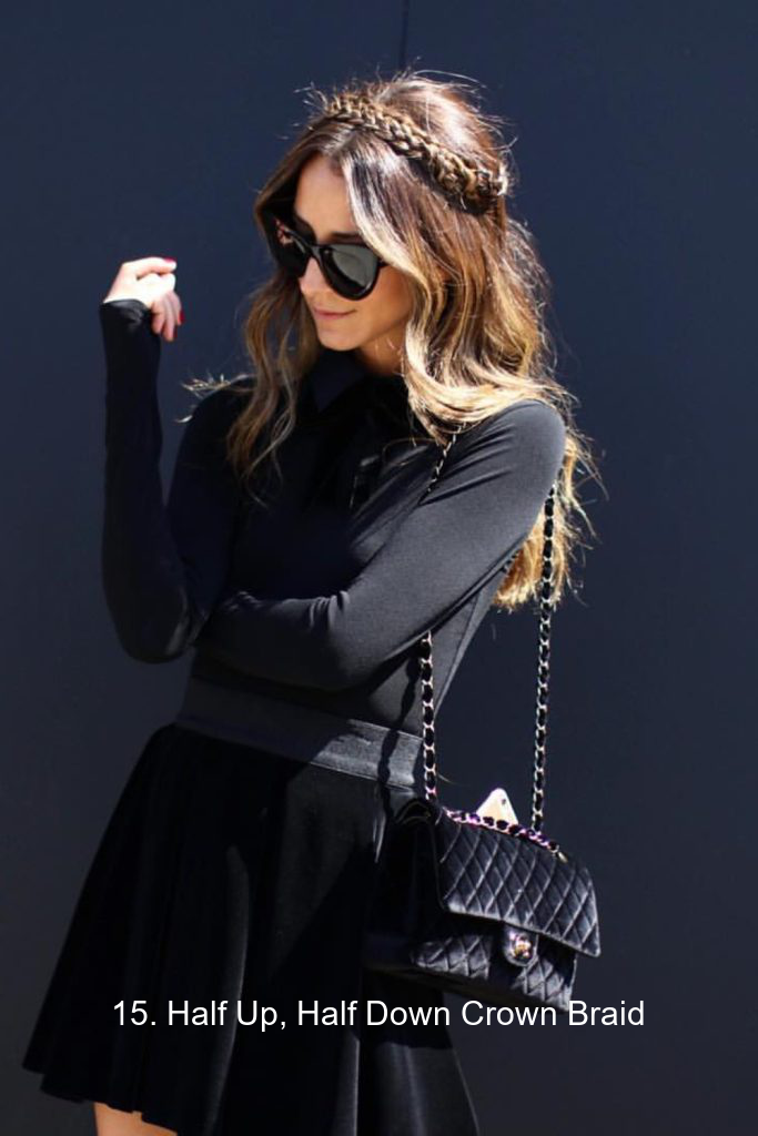 15. Half Up, Half Down Crown Braid