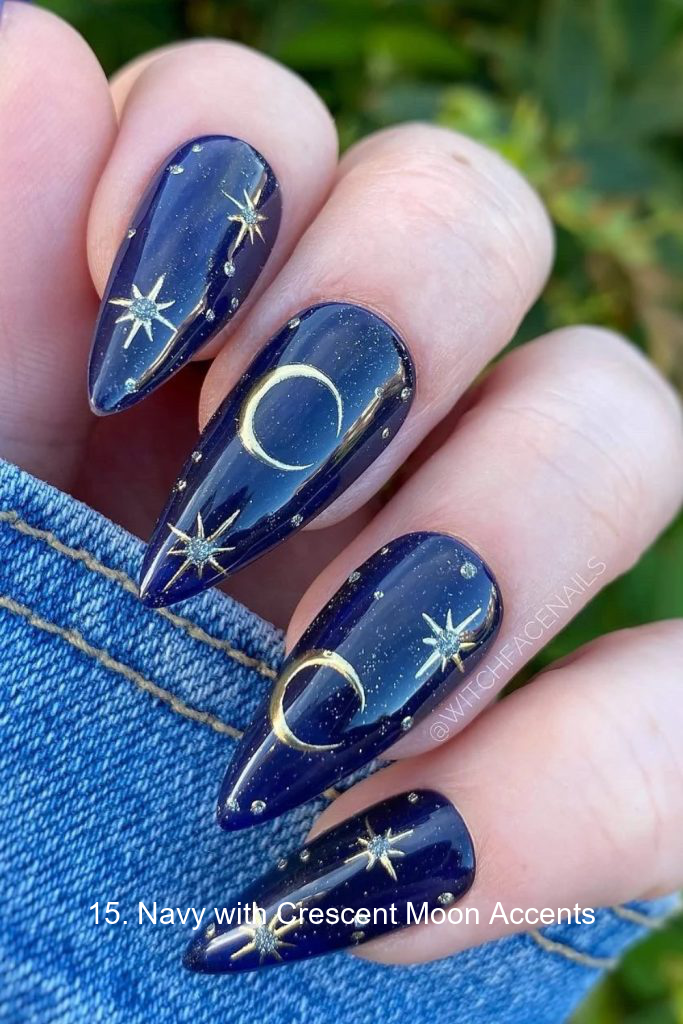 15. Navy with Crescent Moon Accents
