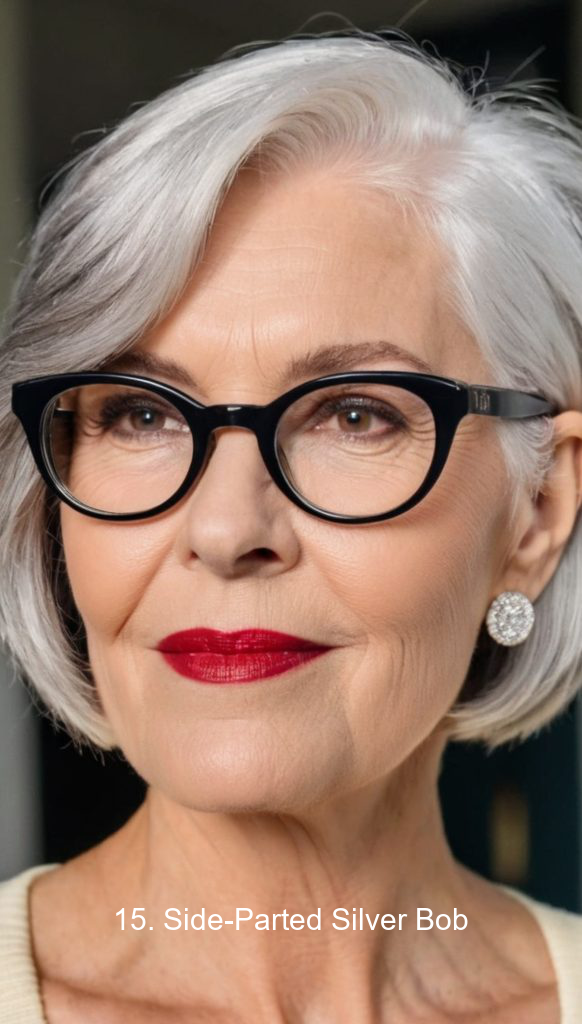 15. Side-Parted Silver Bob