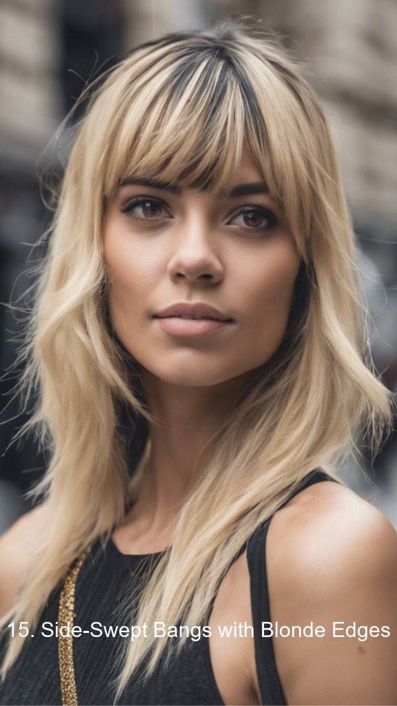 15. Side-Swept Bangs with Blonde Edges