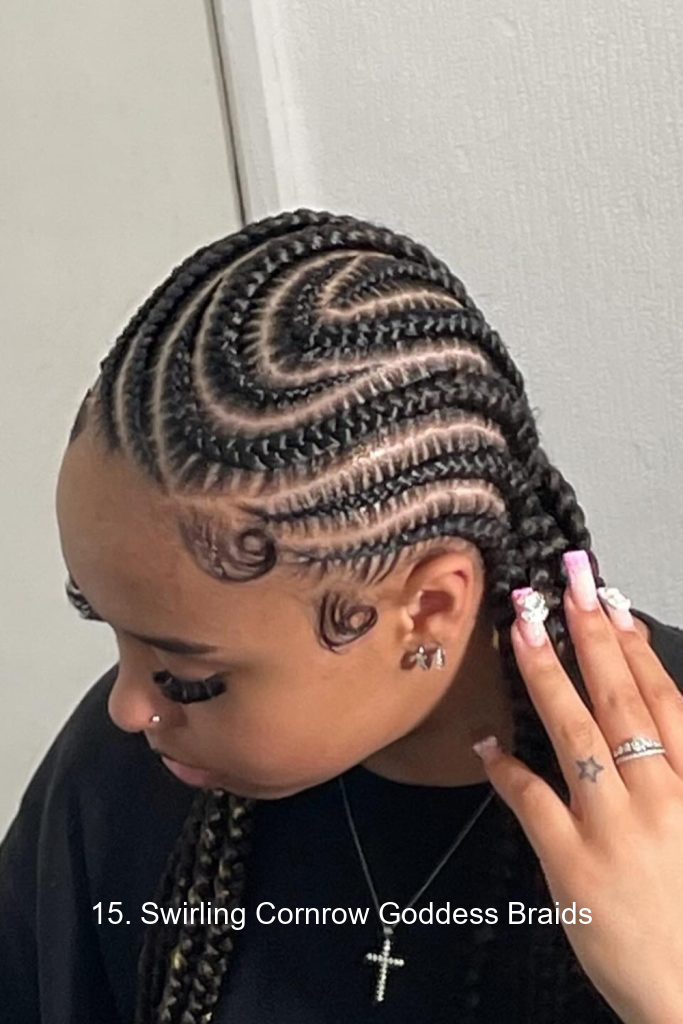 15. Swirling Cornrow Goddess Braids