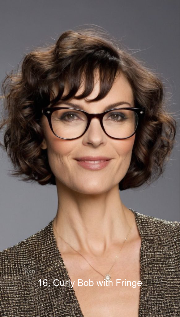 16. Curly Bob with Fringe