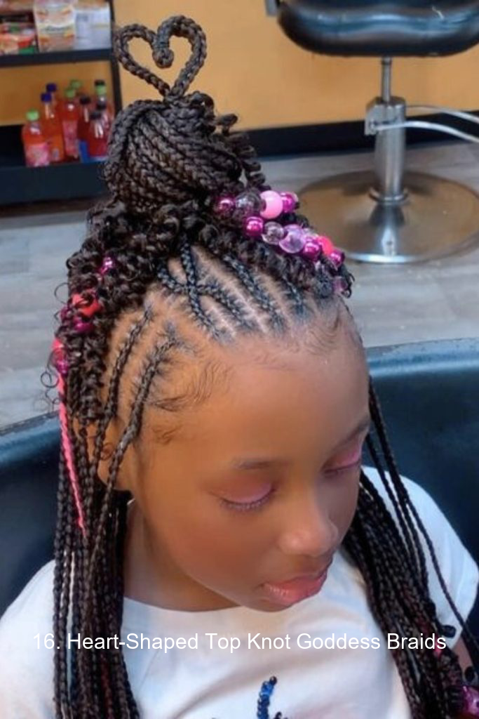 16. Heart-Shaped Top Knot Goddess Braids