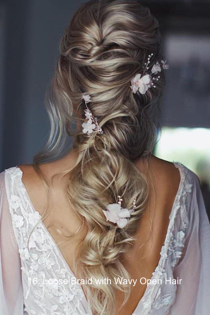 16. Loose Braid with Wavy Open Hair