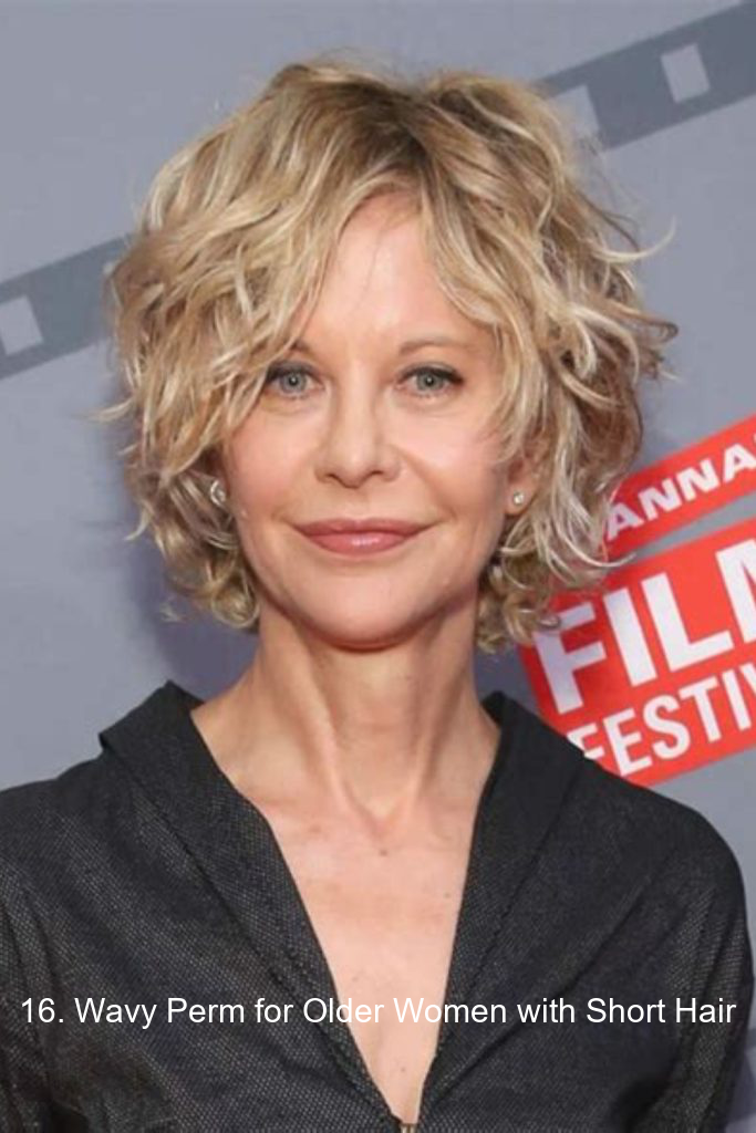 16. Wavy Perm for Older Women with Short Hair