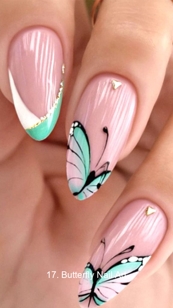 17. Butterfly Nail Art