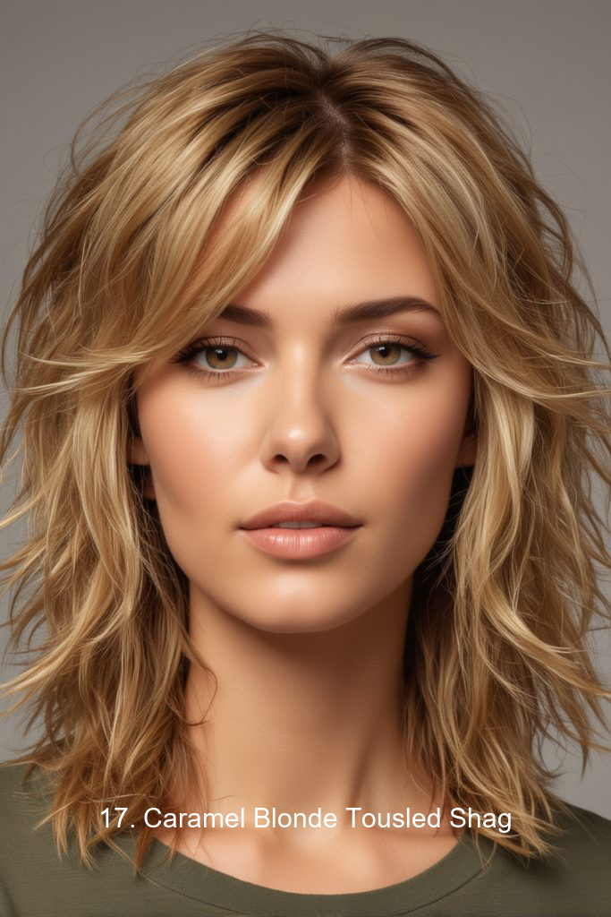 17. Caramel Blonde Tousled Shag