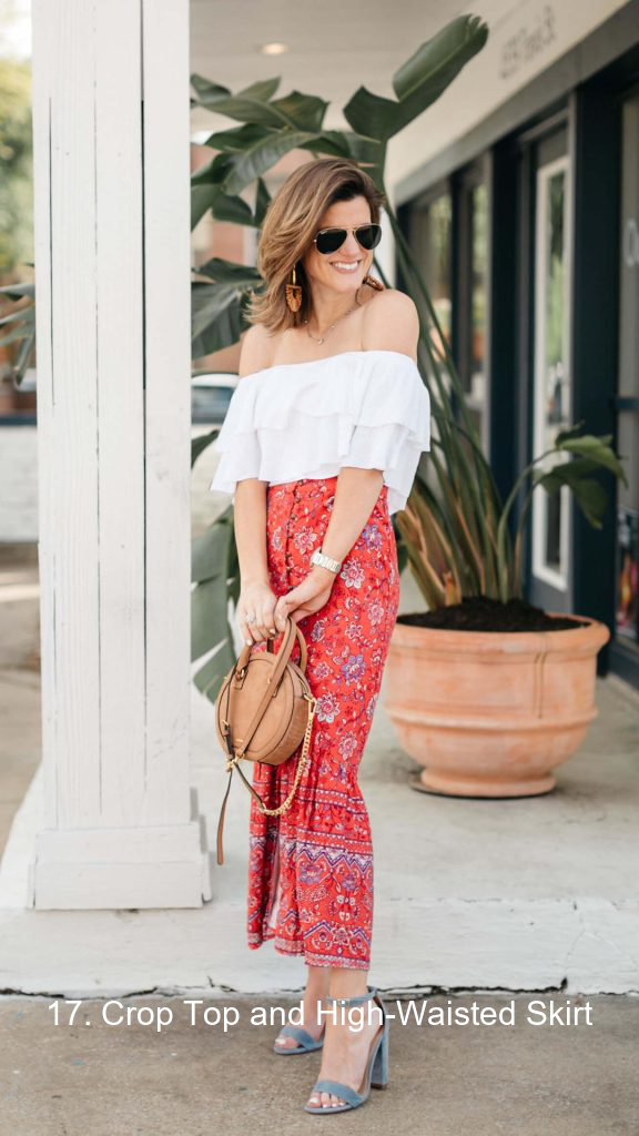 17. Crop Top and High-Waisted Skirt