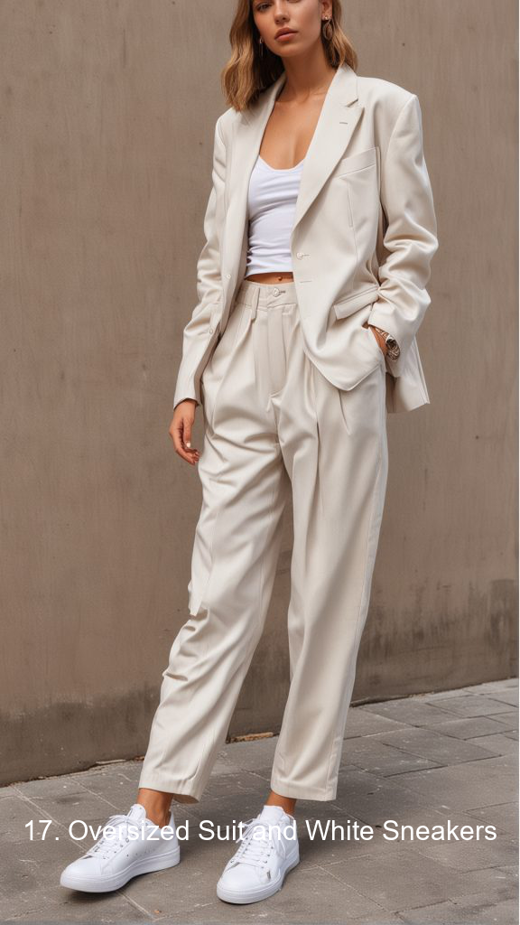 17. Oversized Suit and White Sneakers