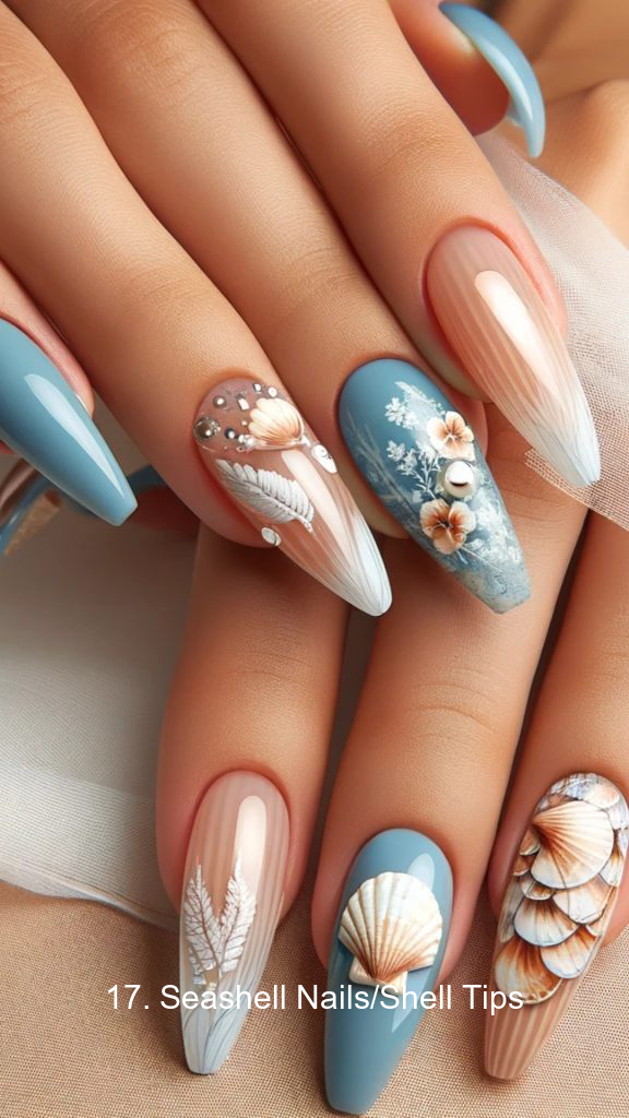 17. Seashell Nails/Shell Tips