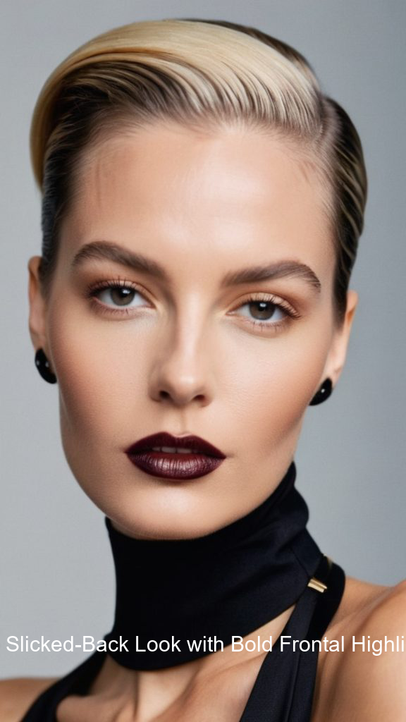 17. Slicked-Back Look with Bold Frontal Highlight