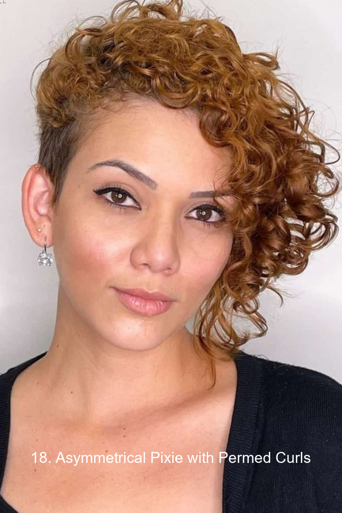 18. Asymmetrical Pixie with Permed Curls