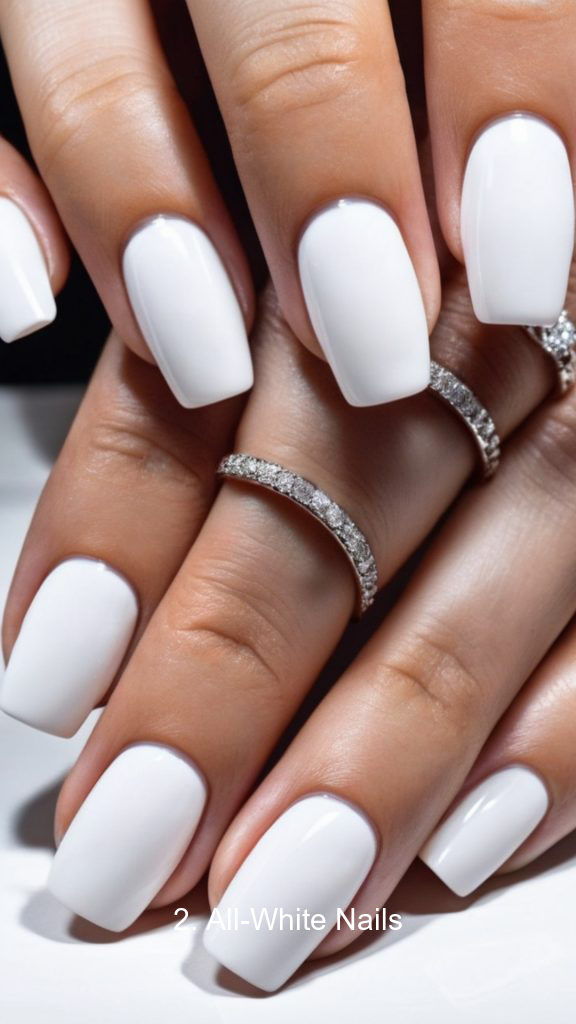 2. All-White Nails