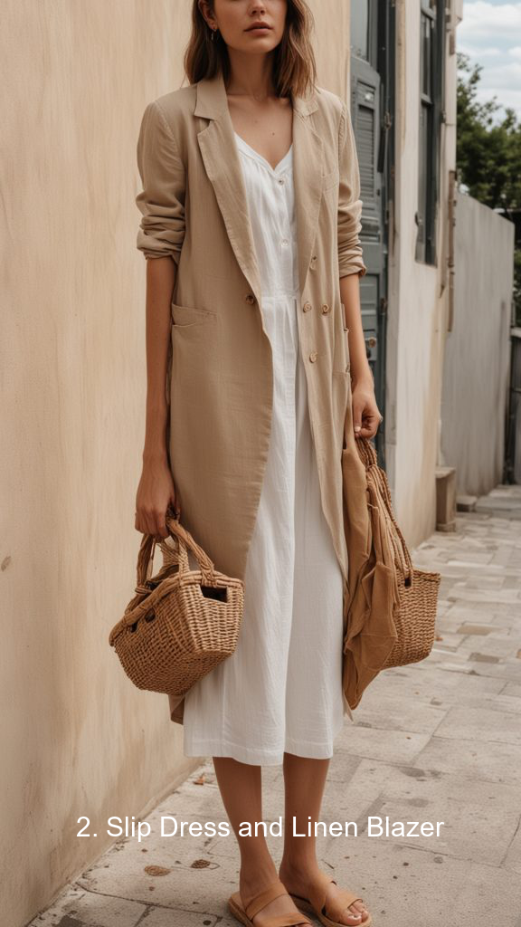 2. Slip Dress and Linen Blazer