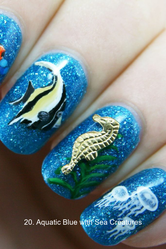 20. Aquatic Blue with Sea Creatures