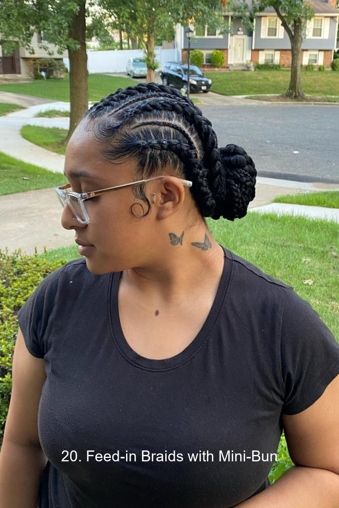 20. Feed-in Braids with Mini-Bun