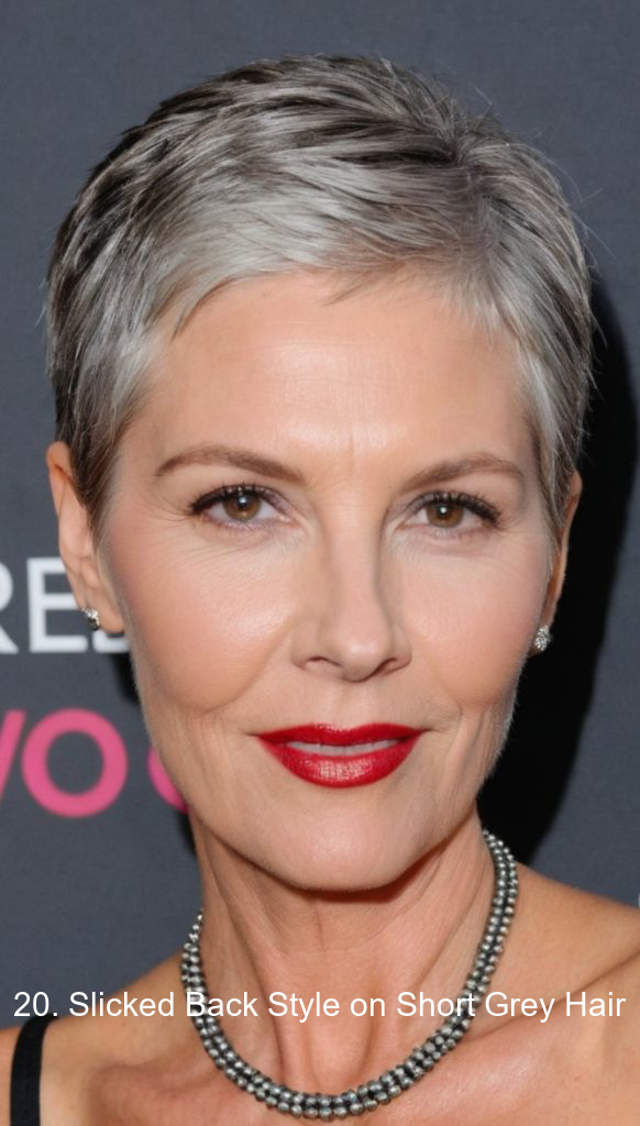 20. Slicked Back Style on Short Grey Hair