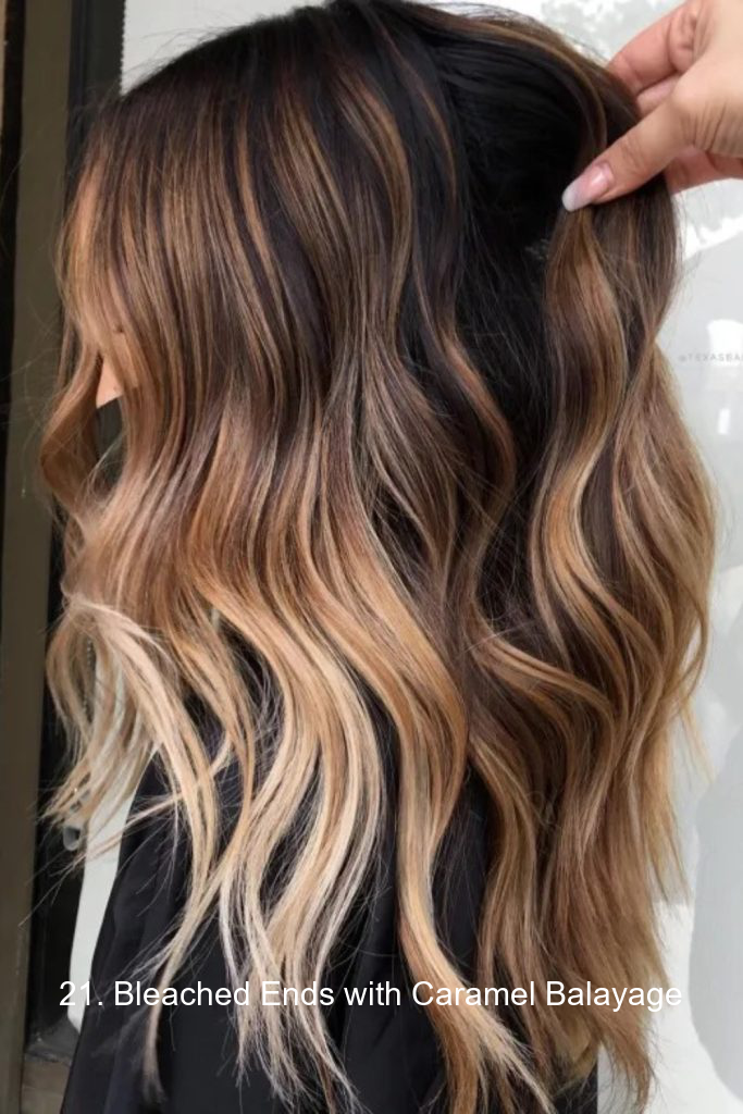 21. Bleached Ends with Caramel Balayage
