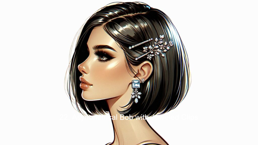 22. Asymmetrical Bob with Jeweled Clips