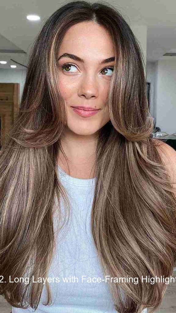 22. Long Layers with Face-Framing Highlights
