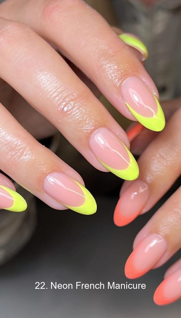 22. Neon French Manicure