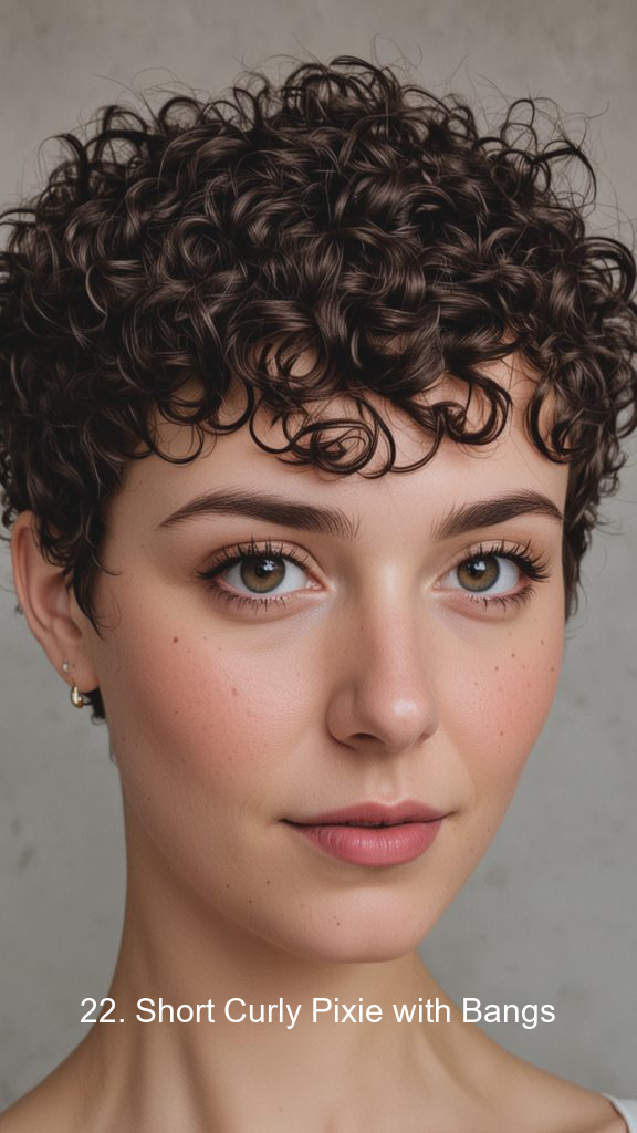 22. Short Curly Pixie with Bangs