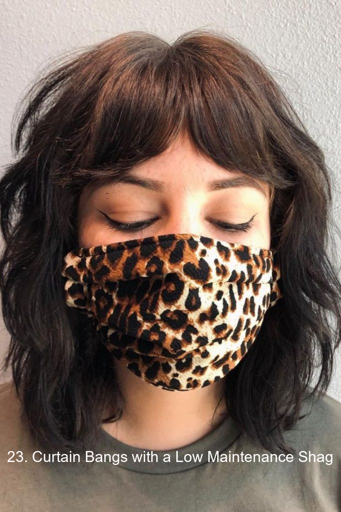 23. Curtain Bangs with a Low Maintenance Shag