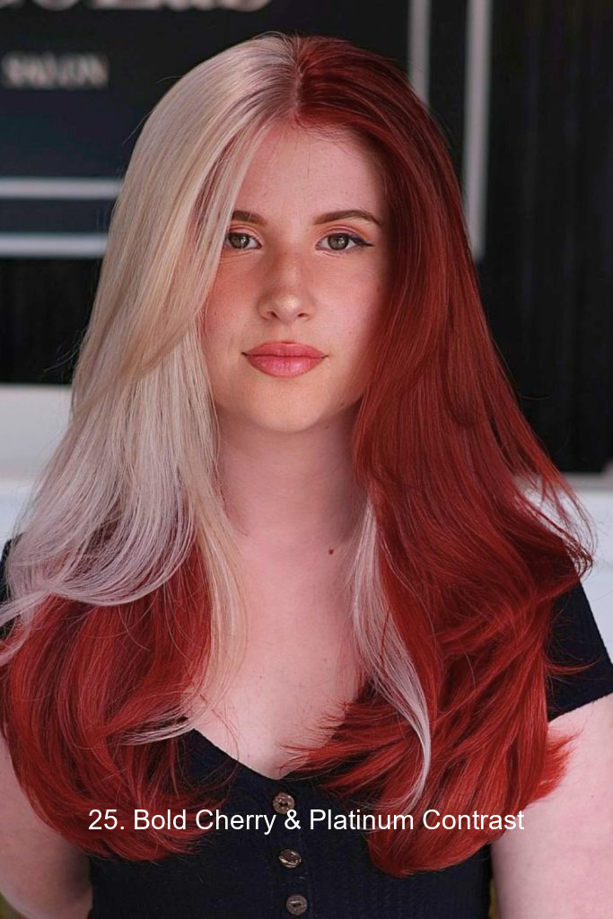 25. Bold Cherry & Platinum Contrast