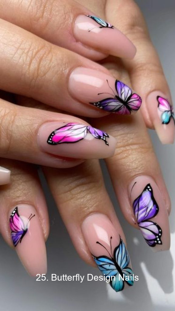 25. Butterfly Design Nails