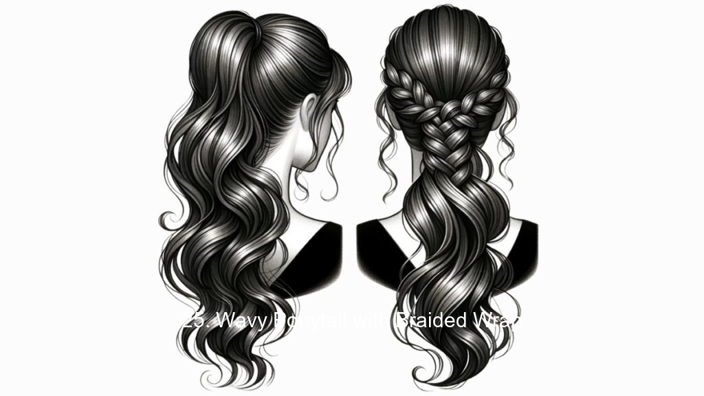 25. Wavy Ponytail with Braided Wrap