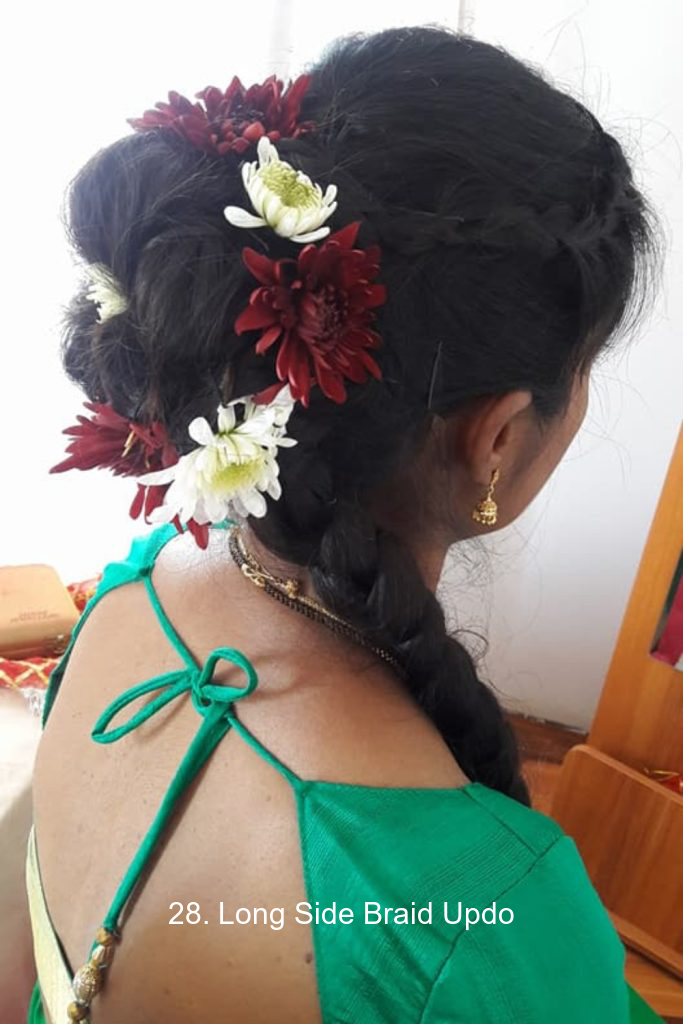 28. Long Side Braid Updo